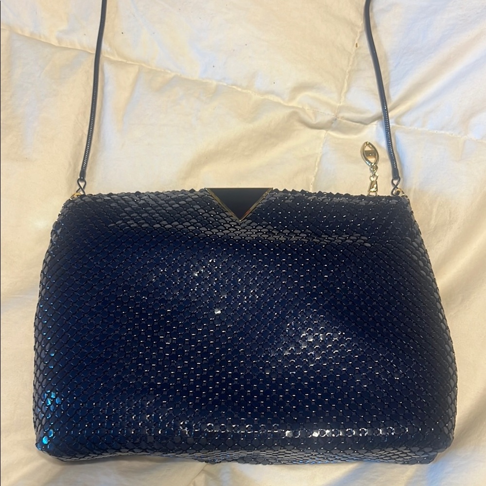 Elegant Navy Sequin Shoulder Bag